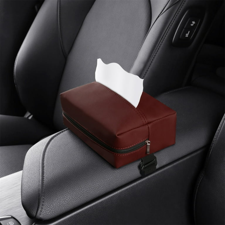 Car Armrest Box Tissue Holder PU Leather Premium Car Tissue Box Backseat  Holder for Vehicle 