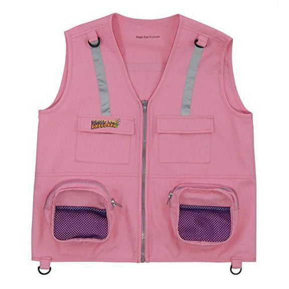 Eagle Eye Explorer Kids Cargo Vest for Boys and Girls with Reflective Safety Straps. 100% Cotton. Size: M/L Color: Pink