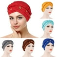 thumbnail image 1 of Cheers.US African Women Turban Cap Beaded Headscarf Beanie Twisted Braid Wrap Hat Faux Pearl Headwrap, 1 of 2