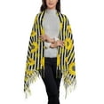 thumbnail image 2 of Sikiie Sunflowers On Black And White Stripes Shawl Wraps Big Scarf Tassel Fall Winter Thick Scarf Warm Shawl Women Fall Gifts, 2 of 8
