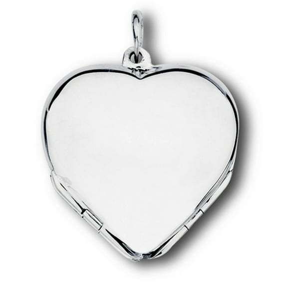 Sterling Silver 30" 1mm Box Chain Four Picture Clover Heart Locket Pendant Necklace