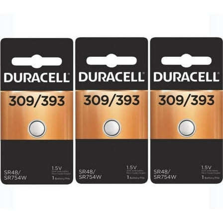 3 Pcs Duracell 309 393 SR48 Watch Calculator 1.5V Silver Oxide Coin Cell Battery