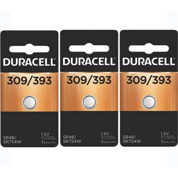3 Pcs Duracell 309 393 SR48 Watch Calculator 1.5V Silver Oxide Coin Cell Battery