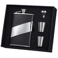 thumbnail image 1 of Descent Black Leather 8 oz Deluxe Flask Gift Set with 2 Shot Cups, 1 of 1