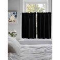 thumbnail image 4 of Tier Curtains 45 Inches Long, Pure Black Window Treatment Curtain Drapes, Simple Solid Color Small Curtain Drapes for Bathroom Laundry Room, 27.5"x45", 2 Panels, 4 of 7