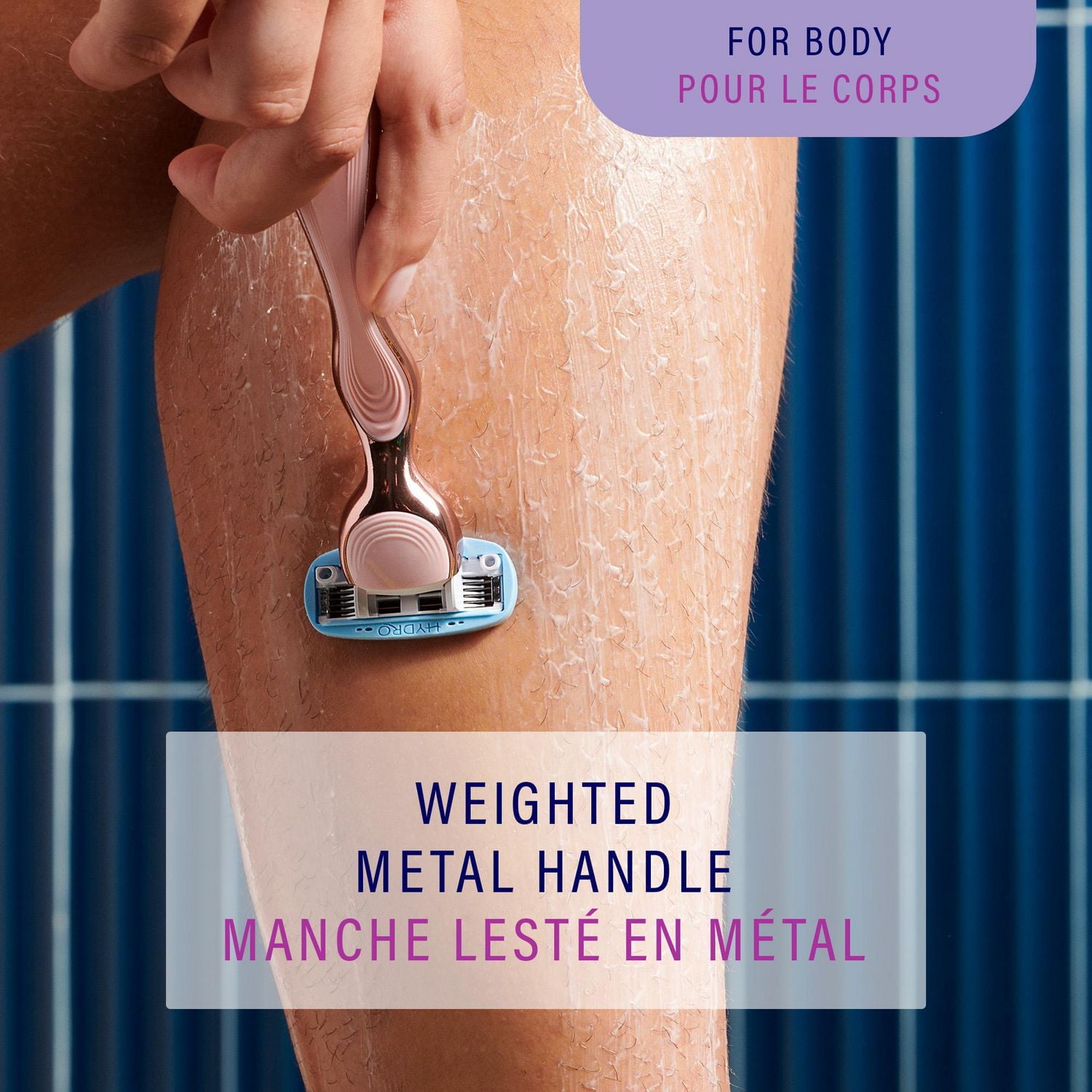 Hydro Silk Rose Gold Metal Handle Women's Razor and 2 Refills, 1 Razor 2 Refills