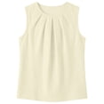thumbnail image 4 of Wang6 Womens Loose Fit Tank Tops Summer Sleeveless Pleaded Tshirts Causal Crew Neck Solid Going out Tops Tees 0615liBeige XL, 4 of 4