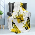 thumbnail image 4 of Olive Soft Flannel Fleece Throw Blanket, Simplistic Folk Inspired Designs and Items, Cozy Plush for Indoor and Outdoor Use, 60" x 80", White Mustard, by Ambesonne, 4 of 5