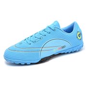 Mens Soccer Cleats Blue Teenager Turf Trainning Football Shoes US 6