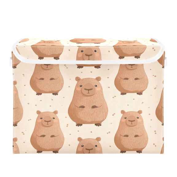 Storage Box With Lid 16.5x12.6x11.8In Foldable Stacked Household Storage Box Capibara Cute