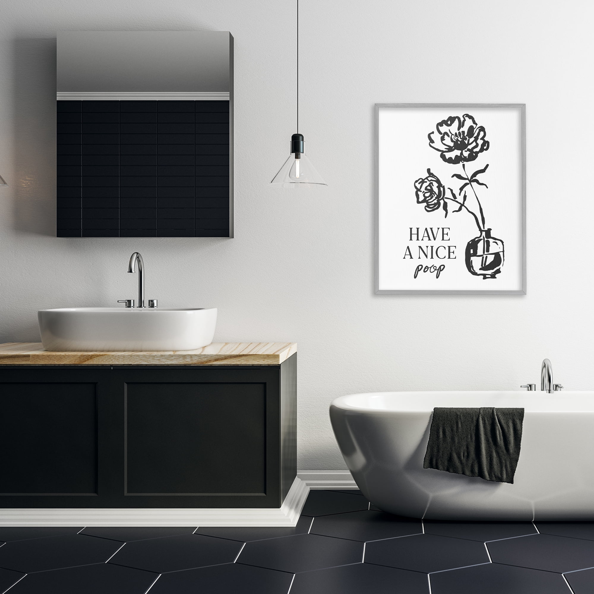 Stupell Industries Have A Nice Poop Gray Framed Giclee Art, design by Lettered and Lined