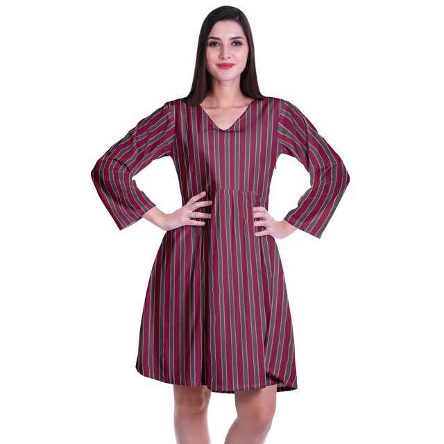 Moomaya Robe Courte Évasée Imprimée de Designer, Manches Longues, Tunique en Velours, Robes pour Femmes