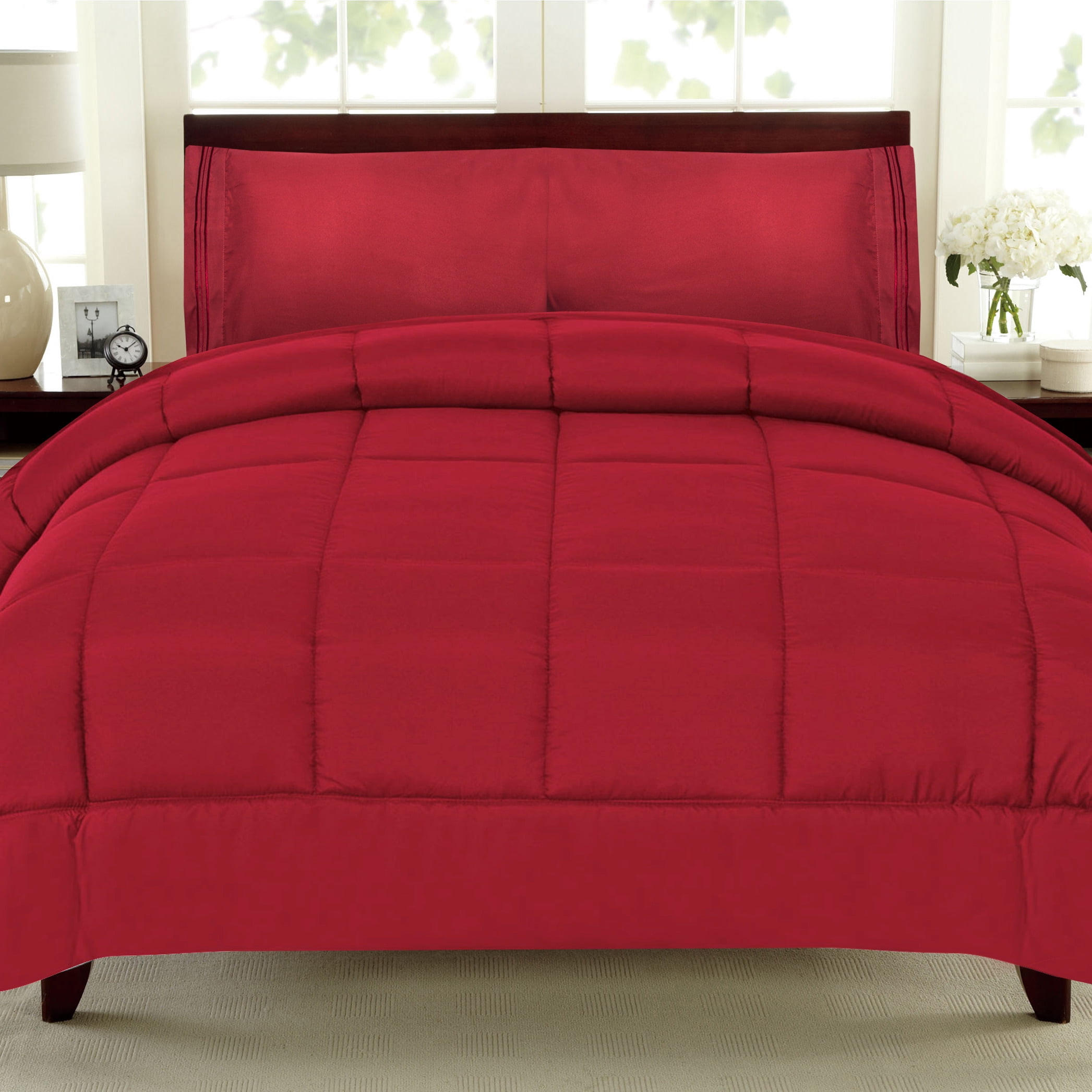 Luxury 5 Piece Bed in a Bag Down Alternative Comforter and Sheet Set - Burgundy - King