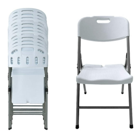 BTEXPERT White Folding Chair Steel Frame Commercial Foldable HDPE Event Chair Indoor Outdoor Wedding Party Picnic Kitchen Dining School Set of 12