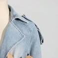 thumbnail image 6 of Colorblock Long Sleeve Ruffles Denim Jacket (S, Blue), 6 of 10