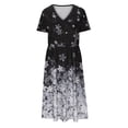 thumbnail image 4 of Robes pour Femmes 2024 Été Ample Décontracté Imprimé avec Poche Col en V Manches Courtes Robe 50 % de Réduction!, 4 of 6