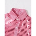 thumbnail image 5 of DPOIS Kids Boys Hip Hop Dance Shirts Jazz Dance Sequin Long Sleeve Jackets Pink 10-12, 5 of 7