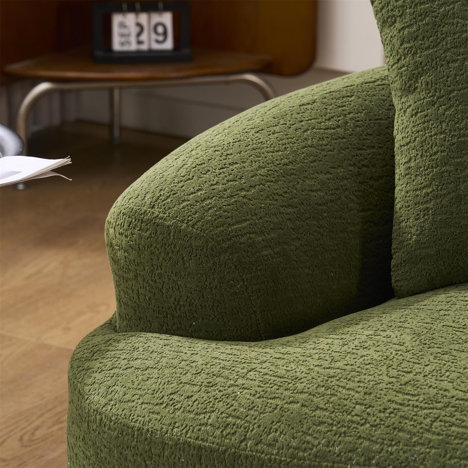 Demi Bonn 65" Compact Curved Loveseat Sofa with Chenille Fabric, Full Compression Sponge for Small Spaces, Supports up to 300 lbs, No Assembly Needed, Green