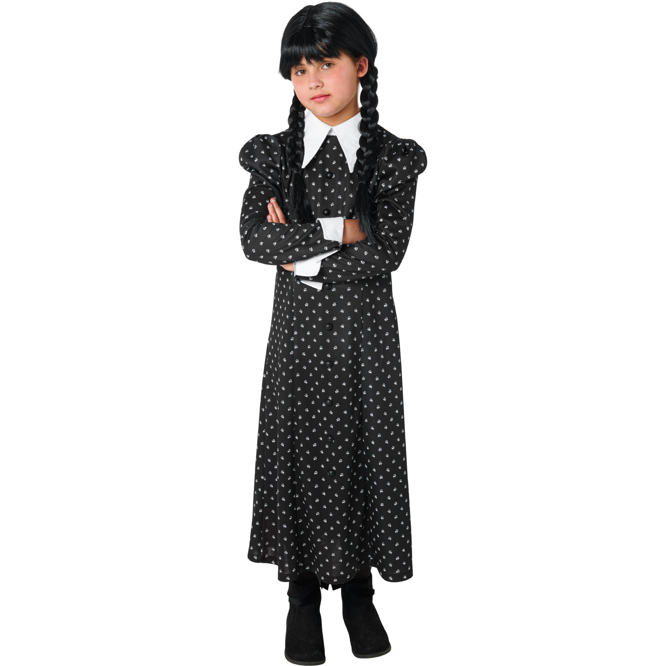 Wednesday Addams Dress Halloween Costume for Children, Girls' Size M (7/8), by Rubies