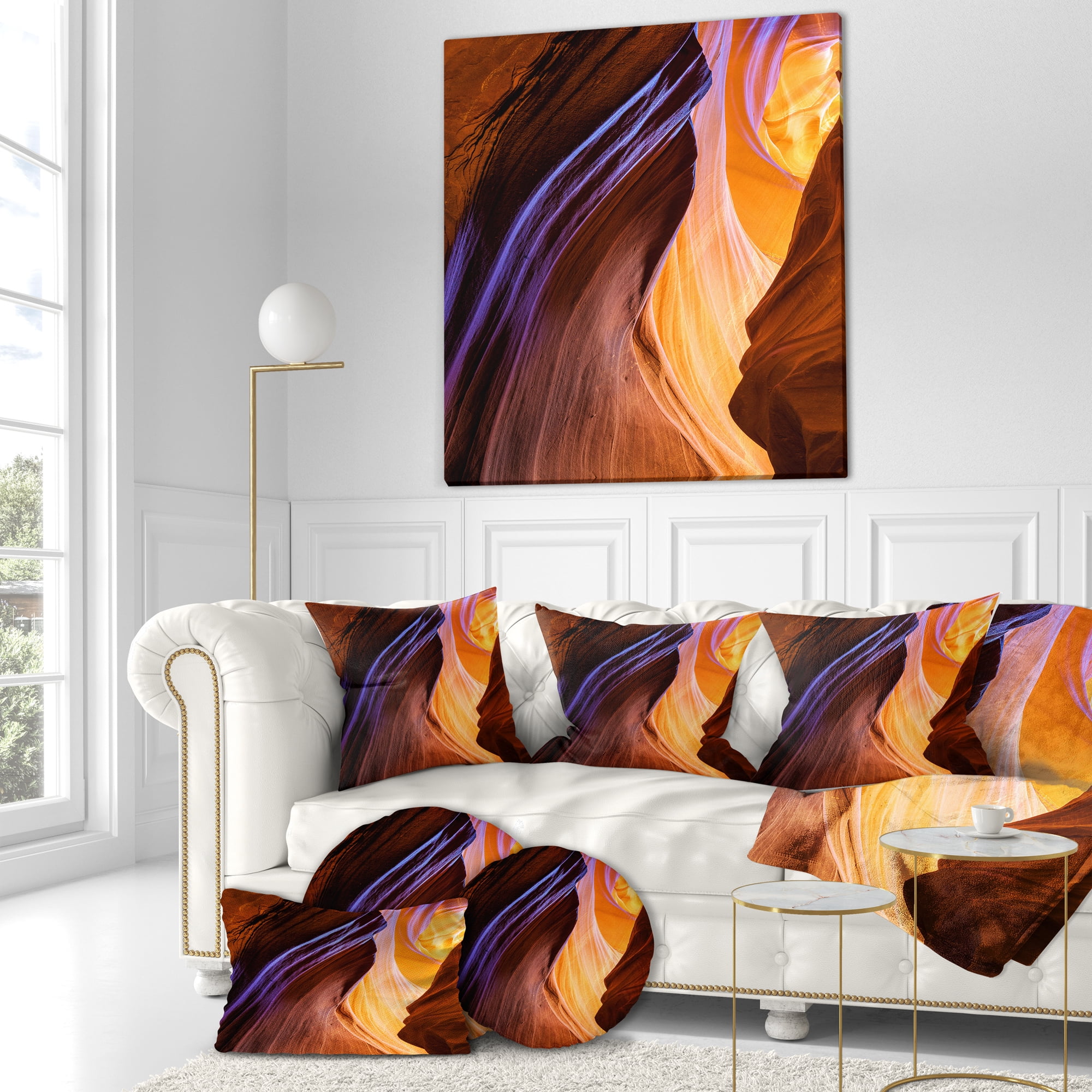Designart Blue Wall of Antelope Canyon - Landscape Photography Throw Pillow - 16x16