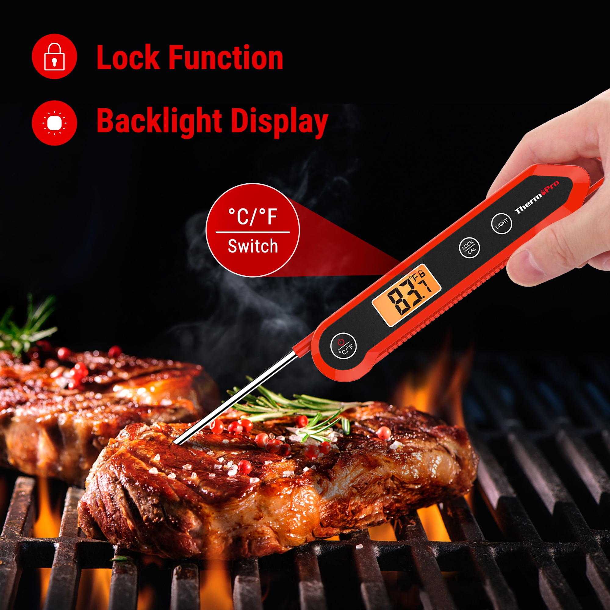 ThermoPro Waterproof Digital Instant Read Meat Thermometer Food Turkey Cooking  Kitchen Thermometer with Magnet TP15HW - The Home Depot