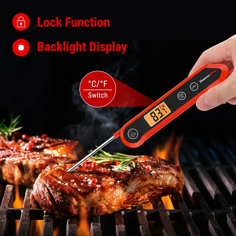Thermopro Tp03b Digital Instant Read Meat Thermometer Kitchen Cooking Food  Candy Thermometer For Oil Deep Fry Bbq Grill Smoker Thermometer In Red :  Target