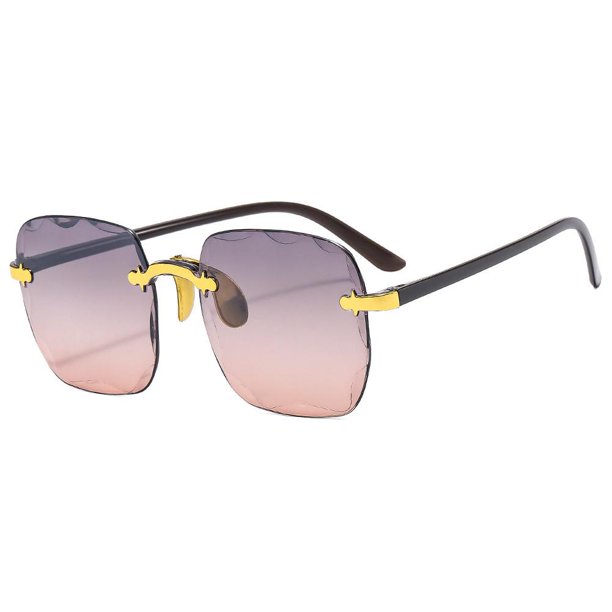 Elegantes gafas de sol sin marco resistentes a los rayos UV para mujer: ligeras y cómodas, perfectas para playa, festivales y uso diario.
