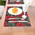thumbnail image 5 of LNWH Red Beautiful Roses Pattern Placemats, 1 PCS Heat Resistant Washable PVC Table Mats, 18"x12", 5 of 6