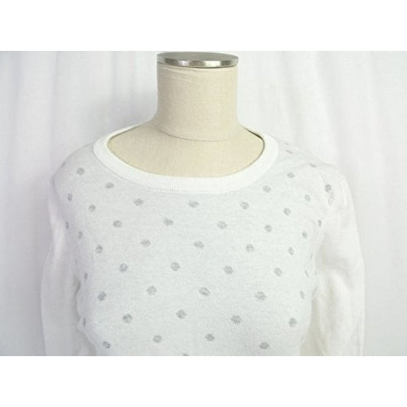 tommy hilfiger women crew neck long sleeve sweater white polka-dot (small)