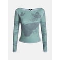 thumbnail image 5 of Madden NYC Women's Boatneck Graphic Top with Long Sleeves, Sizes XXS-XXL, 5 of 5