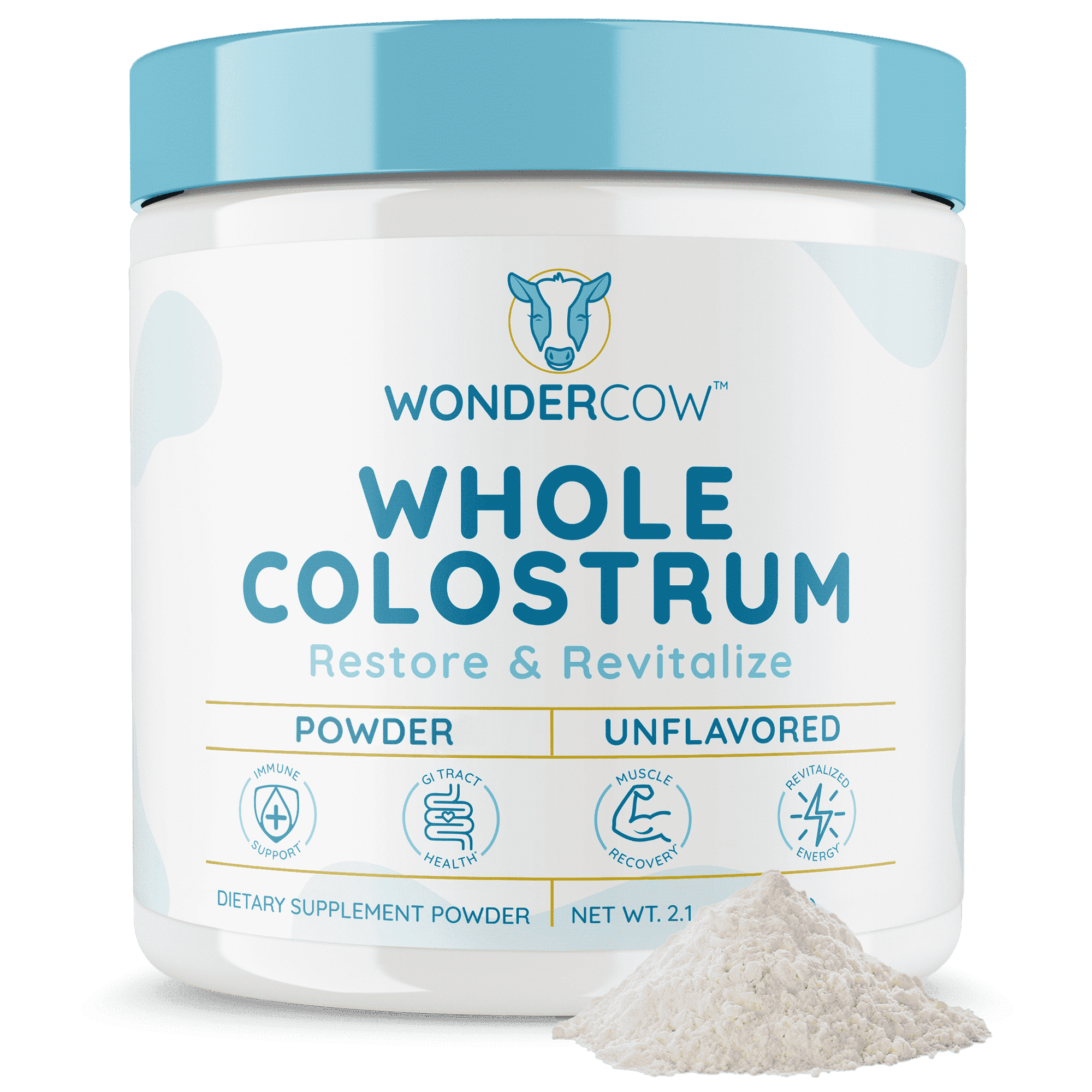 Wondercow Bovine Colostrum Supplement Powder for Gut Health & Immune Support, Unflavored 30 Servings