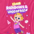 thumbnail image 2 of Bebefinn Bora Rainbows and Unicorns Unisex Adult T Shirt, Hot Pink, Medium, 2 of 5