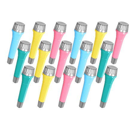 New Arrivals 16 Pack Plastic Toy Microphones, Colorful Fake Microphone for Goody Bag Fillers and Birthday Party Favors