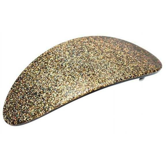 French Amie Glittery Oval Golden Large Handmade Celluloid Hair Clip Barrette