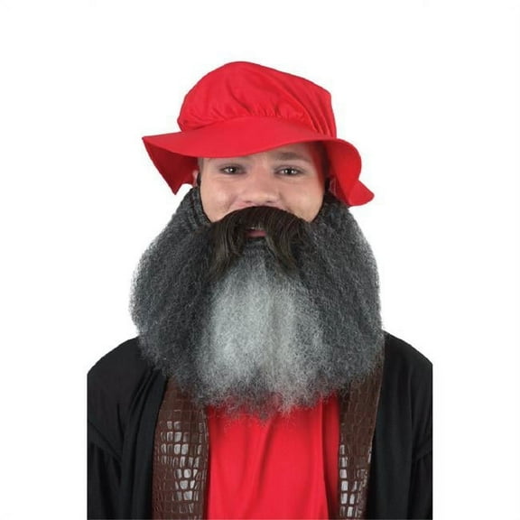 HPO Adult Men's Fake Halloween Beard, Gray & Black Color Hat and Beard Best for Halloween & Cosplay Party