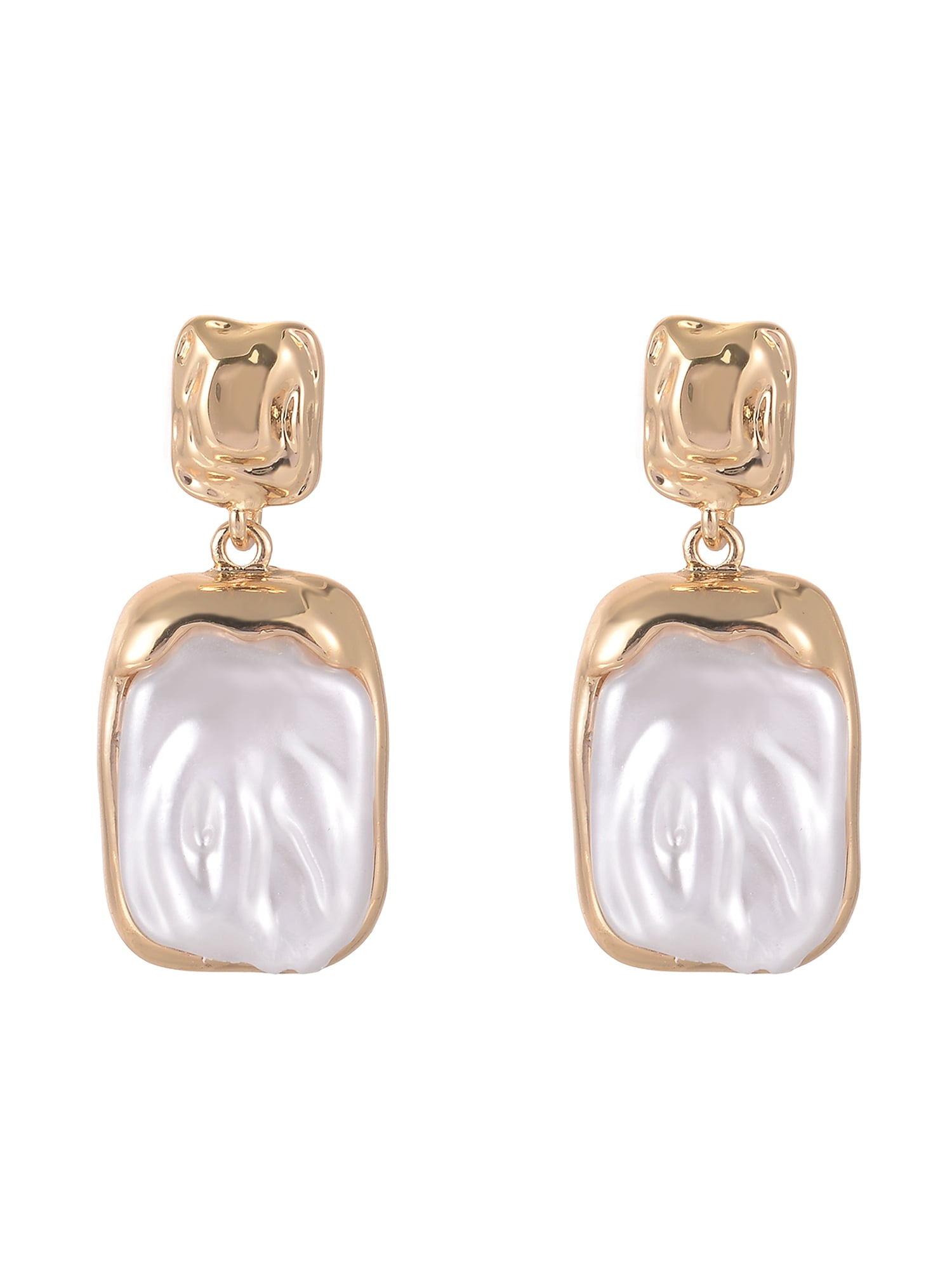 Time and Tru Goldtone Acrylic Inset Square Drop Earring