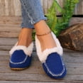 thumbnail image 2 of Blue Ladies Cotton Shoes Winter Fleece Lined Flat Solid Color Round Toe Low Cut Slip On Warm Casual Everyday Light Soft Outdoor Wear Size 42, 2 of 3