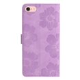 thumbnail image 3 of Leather For Apple iPhone 16e Case Flower Embossed 3-card  Flip Wallet Leather Case with Card Holder Magnetic Closure ,Detachable Wrist Strap,Shockproof Phone Cases Cover,Purple,For iPhone 16e, 3 of 9