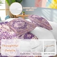 thumbnail image 3 of Purple Orange Boho Bedding 3 Piece Duvet Cover Set California King, Ethnic Geometric Middle Century Art Soft Microfiber Comforter Cover with Zipper Closure & Pillowcases, FadeResistant Quilt Cover, 3 of 9
