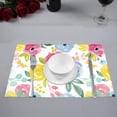 thumbnail image 2 of MKHERT Watercolor Floral Pattern Pink Blue Yellow Flowers Placemats Table Mats for Dining Room Kitchen Table Decoration 12x18 inch,Set of 6, 2 of 4