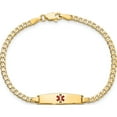 thumbnail image 4 of 14K Yellow Gold Medical Soft Diamond Shape Red Enamel Curb Link Id Bracelet (7 X 5.5) Made In United States xm596cc-7, 4 of 5
