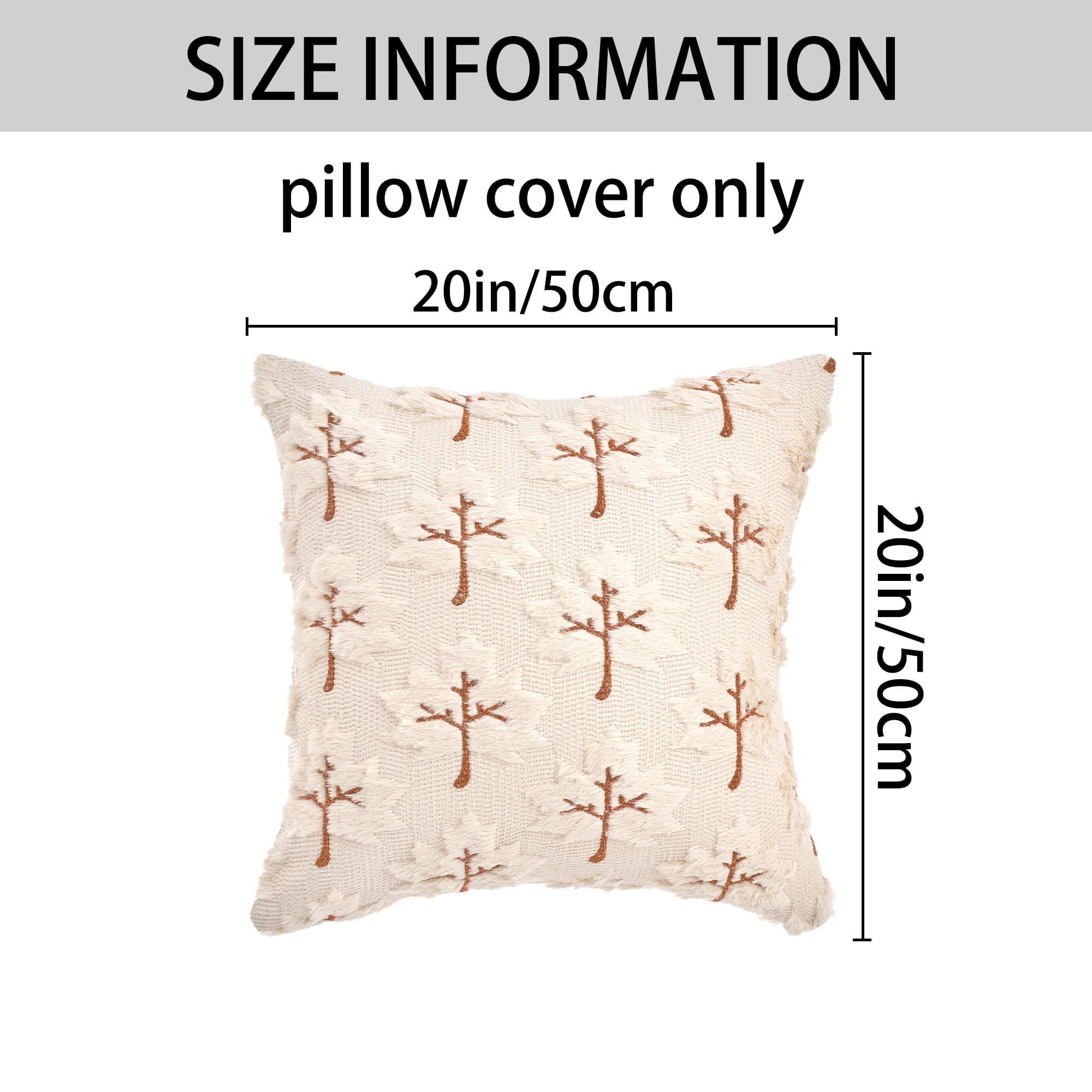 Unique Bargains Maple Leaves Embroidery Throw Pillow Covers Beige 20" x 20"