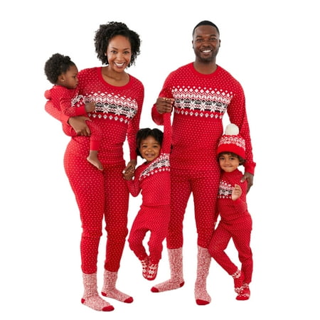 

Suanret Family Christmas Pjs Matching Sets Snowflake Tops and Long Pants Holiday Xmas Sleepwear for Women Men Baby Kids