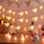 Fwttom Décorations de Pâques Bunny Carotte de Pâques Lumières à cordes LED Mini Lumières Scène Décorations Éclairage Ambiant
