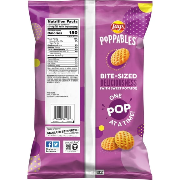 Lays Poppables Sweet Potato Potato Chips - 5 oz - Pack of 2