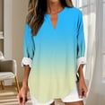 thumbnail image 4 of Jalioing V Neck Long Sleeve Shirt for Women Casual Fashion Cotton Tunic Tops Plus Size Loose Gradient Blouse, 4 of 5