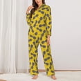 thumbnail image 2 of Honeii Summer Pineapple print Women's Pajama Sets Long Sleeve Button Down Sleepwear Nightwear Soft Pjs Lounge Sets-X-Large, 2 of 7