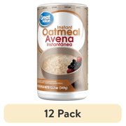 (12 pack) Great Value Oatmeal, Fluffy Instant Hot Cereal Breakfast, 16 oz