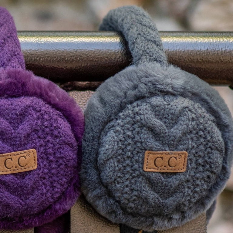 C.C. Cable Knit Faux Fur Earmuffs Beige Adjustable‎ Winter Warm New Outdoors CC Cable Knit Earmuffs - Walmart.com main image 4