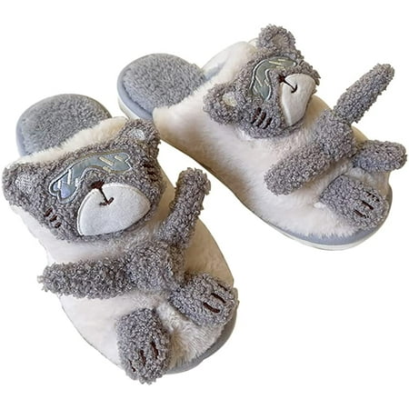 

PIKADINGNIS Women Cute Cartoon Slippers Cozy Fluffy Plush Fur Memory Foam House Slides Anti-Slip Indoor Outdoor Shoes